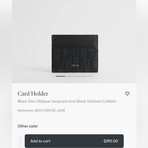 Dior Black Oblique Jacquard & Grained Calfskin Card Holder